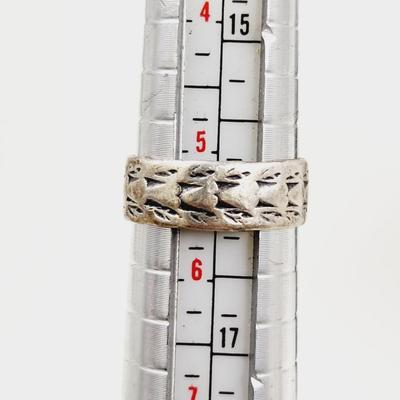 BEAUTIFUL STERLING SILVER STAMPED BAND RING