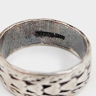 BEAUTIFUL STERLING SILVER STAMPED BAND RING