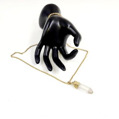 GOLD TONED WRAPPED CRYSTAL NECKLACE
