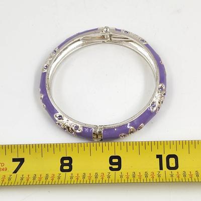 PURPLE & SILVER TONED HINDGE BRACELET