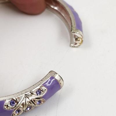 PURPLE & SILVER TONED HINDGE BRACELET