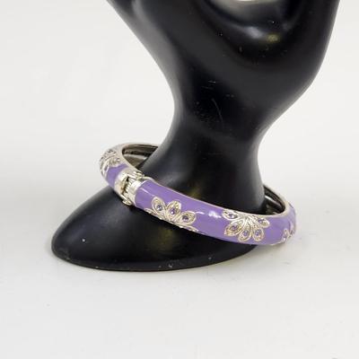 PURPLE & SILVER TONED HINDGE BRACELET