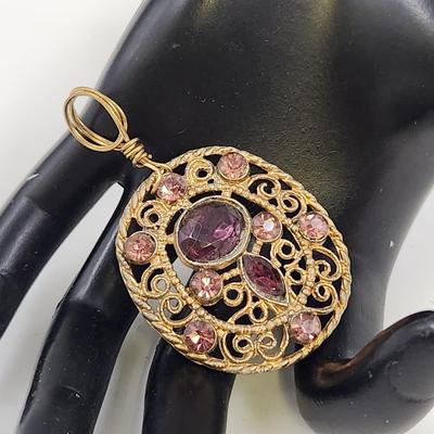 ECLECTIC GOLD TONED & AMETHYST HAND CRAFTED PENDANT