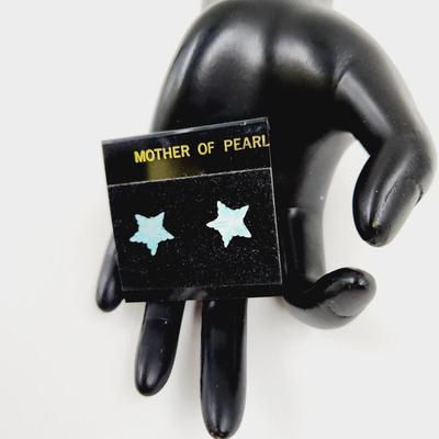 BLUE MOTHER OF PEARL STAR EARRINGS