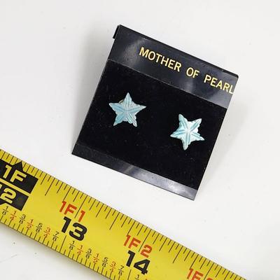 BLUE MOTHER OF PEARL STAR EARRINGS