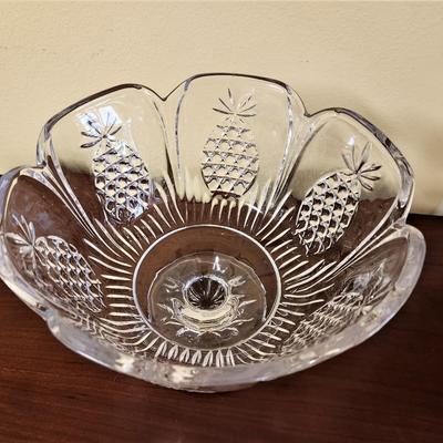Lot #61  Pair of Crystal Compotes - Pineapple Motif
