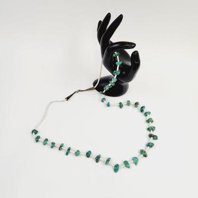 HAND CRAFTED SILVER & TURQUOISE NECKLACE