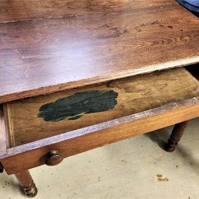 Lot #67  Antique Oak Table - 1 drawer
