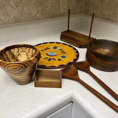 Hand Crafted Wood Vase, Signed Decorative Wood Plate & More (K-RG)
