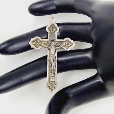 PEWTER & STAINLESS STEEL JESUS ON THE CROSS PENDANT