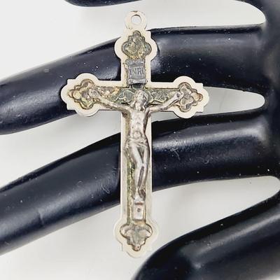 PEWTER & STAINLESS STEEL JESUS ON THE CROSS PENDANT