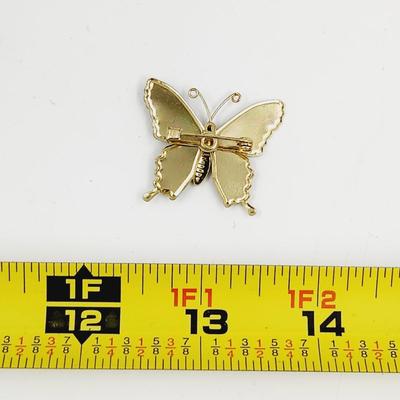 ENAMEL GOLD TONED BUTTERFLY PIN