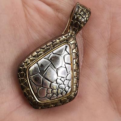 PREMIER DESIGN ANTIQUED GOLD & SILVER PLATED MAGNET NECKLACE PENDANT