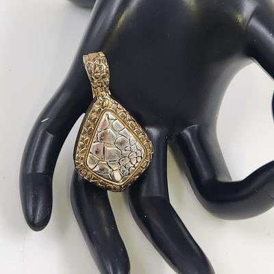 PREMIER DESIGN ANTIQUED GOLD & SILVER PLATED MAGNET NECKLACE PENDANT