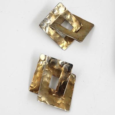 VINTAGE SILVER HAMMERED DESIGNER EARRINGS