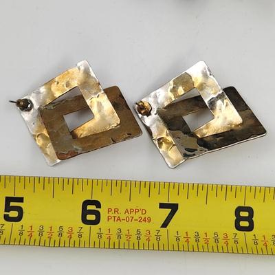 VINTAGE SILVER HAMMERED DESIGNER EARRINGS