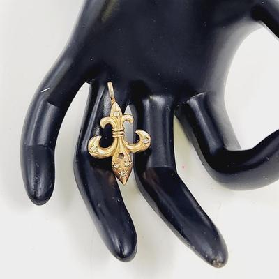 ANTIQUE LORSON 12K GOLD FILLED FLEUR DE LIS PENDANT / BROOCH
