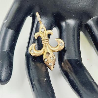 ANTIQUE LORSON 12K GOLD FILLED FLEUR DE LIS PENDANT / BROOCH