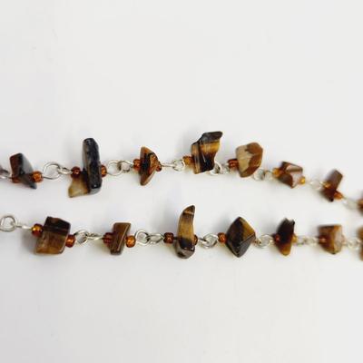 BEAUTIFUL TIGER EYE & LIGHT GREEN JADE BUTTERFLY STONE BRACELET
