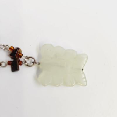 BEAUTIFUL TIGER EYE & LIGHT GREEN JADE BUTTERFLY STONE BRACELET