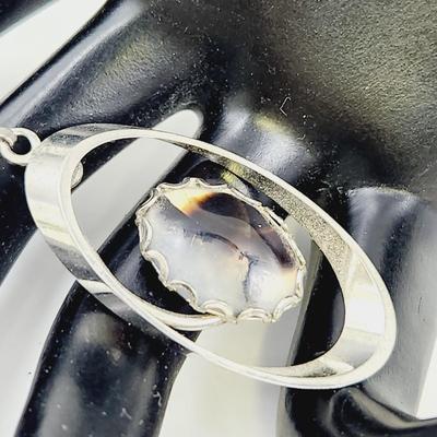 SUPER BEAUTIFUL SILVER TONED DENDRITIC AGATE PENDANT