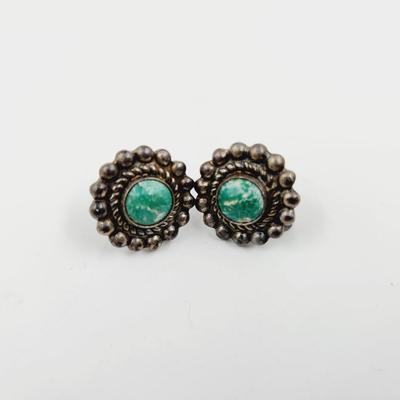 VINTAGE NATIVE AMERICAN CRAFTED TURQUOISE EARRINGS