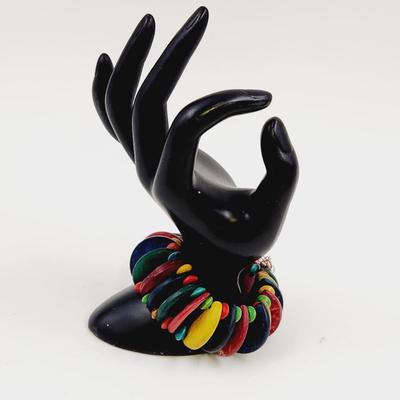 MULTI COLORED WOOD STRETCHY BRACELET