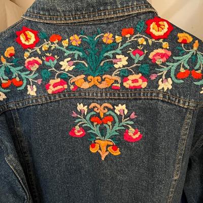 Los Manos Hand Embroidered & Jones New York Denim Jackets Size Small (LRC-RG)