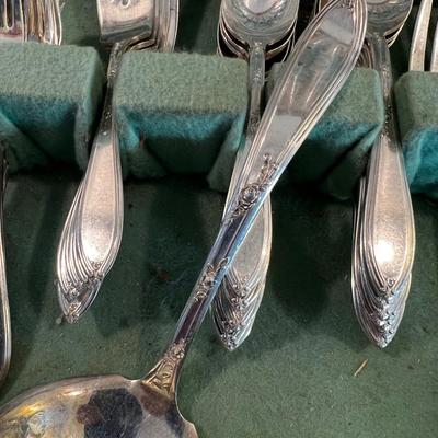 W M Rogers Silver Platted Set, Rose Pattern 