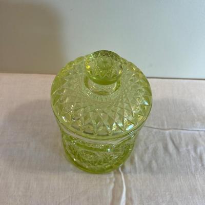 Vaseline Glass Jar with Lid