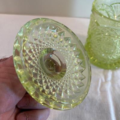 Vaseline Glass Jar with Lid