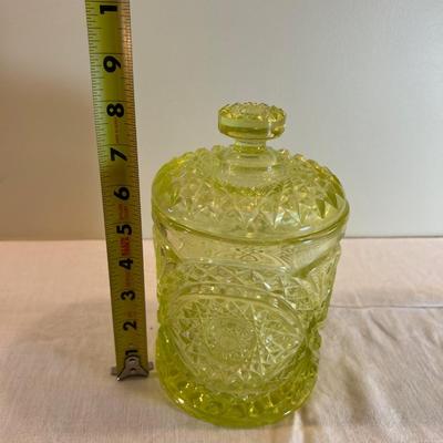 Vaseline Glass Jar with Lid
