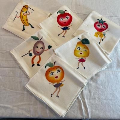 Dish Towels, Fabric Painted Fruits