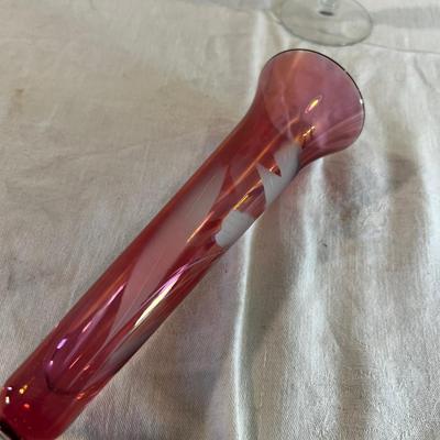 Pair of Glass Red Bud Vases