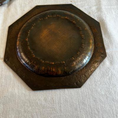 2 Antique Hammered Copper Plaques or Plates. 
