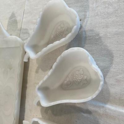 Satin Glass By Imperial Glass 4 Pear Shaped Bowls and 1 Serving Tray