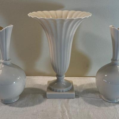 3 Pieces of Blue Stamp LENOX (2 bud and 1 Fluted ) Vases. 