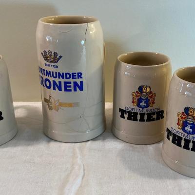 4 German Beer Steins 
