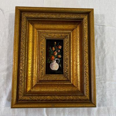 Small Oil Painting Still Life Vase with Flowers 