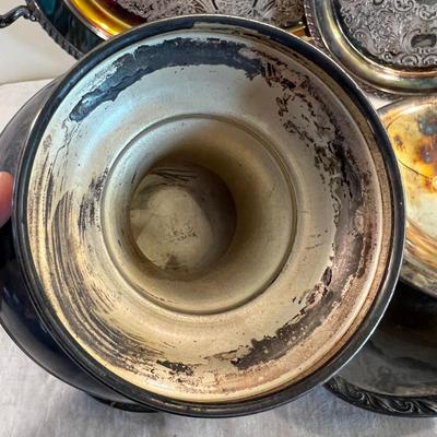 Lot of (6) mixed Silver Plated Serving Ware: Trays, Bowls etc. 