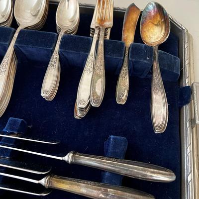 Silver Plated Flatware + Serving 1847 Rogers Brothers Service for 12