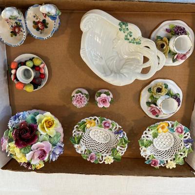 Lot of Fine Floral Motif  China Trinkets: Staffordshire and other fine porcelains 
