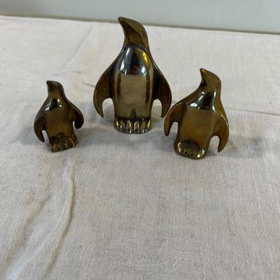 Brass Penguin Set of 3 Family 