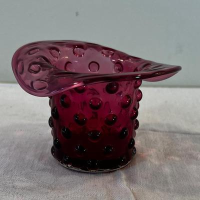 Cranberry Glass Top Hat 