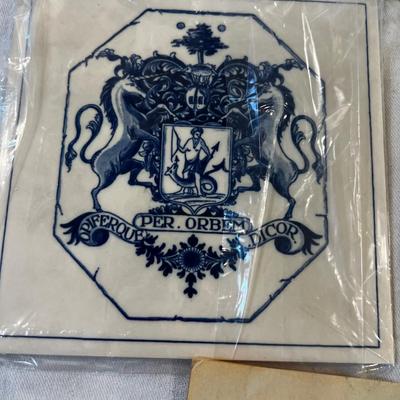 (3) Antique Blue Delph Replica Pharmacist Titles