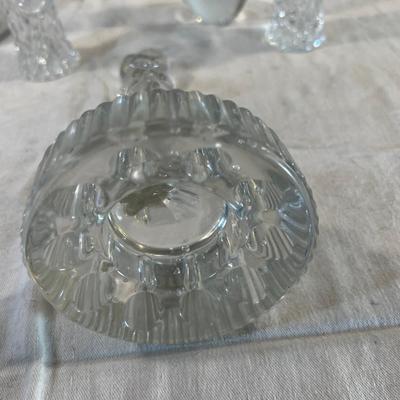 Crystal Vases and Flower Frog etc. - 5 pieces