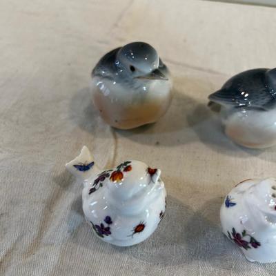 2 Sets of fine Porcelain Salt & Pepper Birds