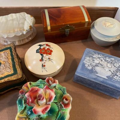 Lot of Boxes; Ceramic, Wood, Marble, Stone