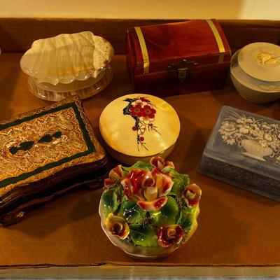 Lot of Boxes; Ceramic, Wood, Marble, Stone