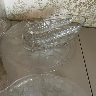 Clear Glass Serving Ware, GIANT Pile!